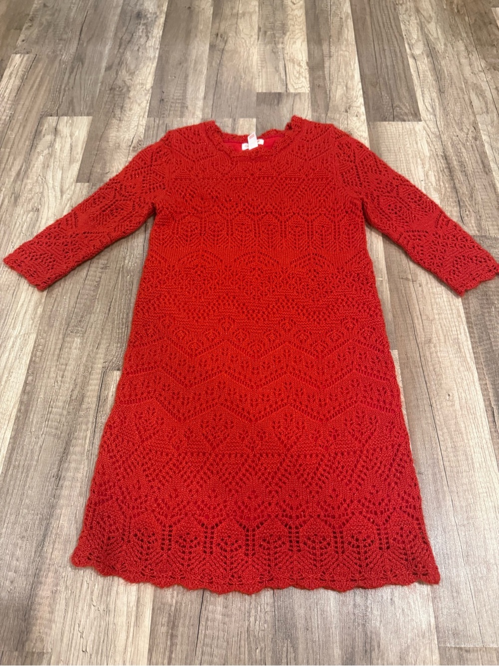 Red Crochet Knit Girls Dress